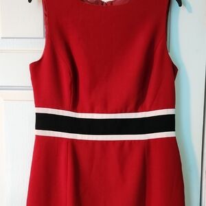 Evan Picone Red Mini Dress with Black and White Stripes